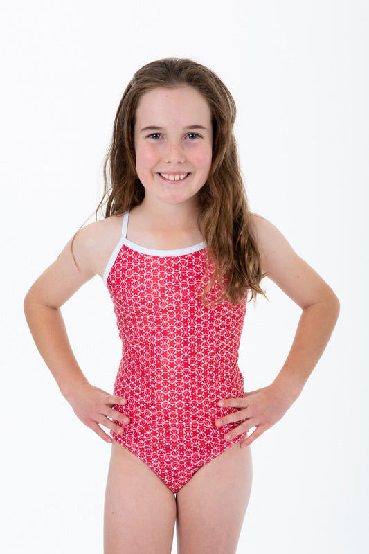 Girls Pinwheel Red Bathers (SIZES 3, 4, 5, 6, 7 ONLY)