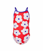Girls Red Flower Bathers  (SIZES 3, 4, 5, 6, 14 ONLY)