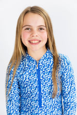 Girls Summer Blue Long Sleeve Bathers (SIZES 4, 6 ONLY)