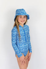 Girls Summer Blue Long Sleeve Bathers (SIZES 4, 6 ONLY)