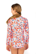 Girls Coral Long Sleeve Bathers (SIZES 12, 14 ONLY)