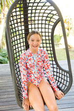 Girls Coral Long Sleeve Bathers (SIZES 12, 14 ONLY)