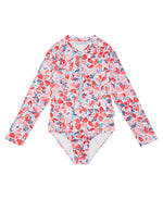 Girls Coral Long Sleeve Bathers (SIZES 12, 14 ONLY)