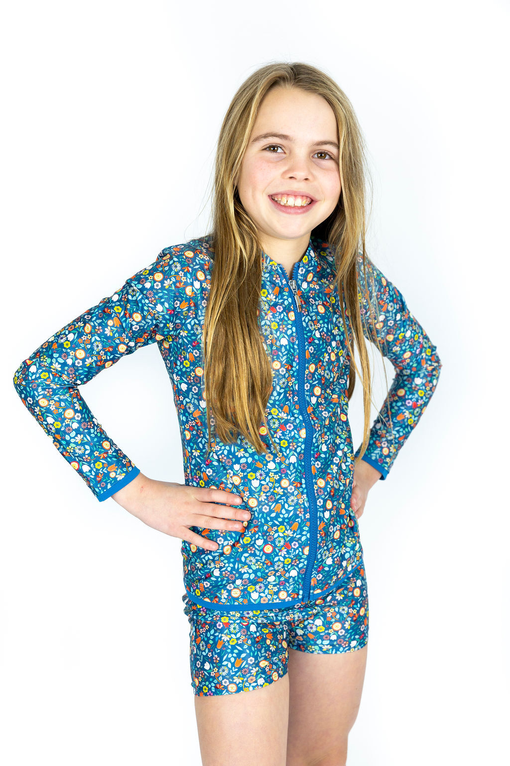 Girls Ditsy Blue Swim Trunks