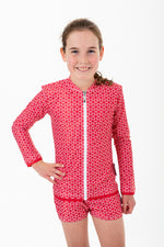 Girls Pinwheel Red Trunks (SIZES 1, 2, 3 ONLY)